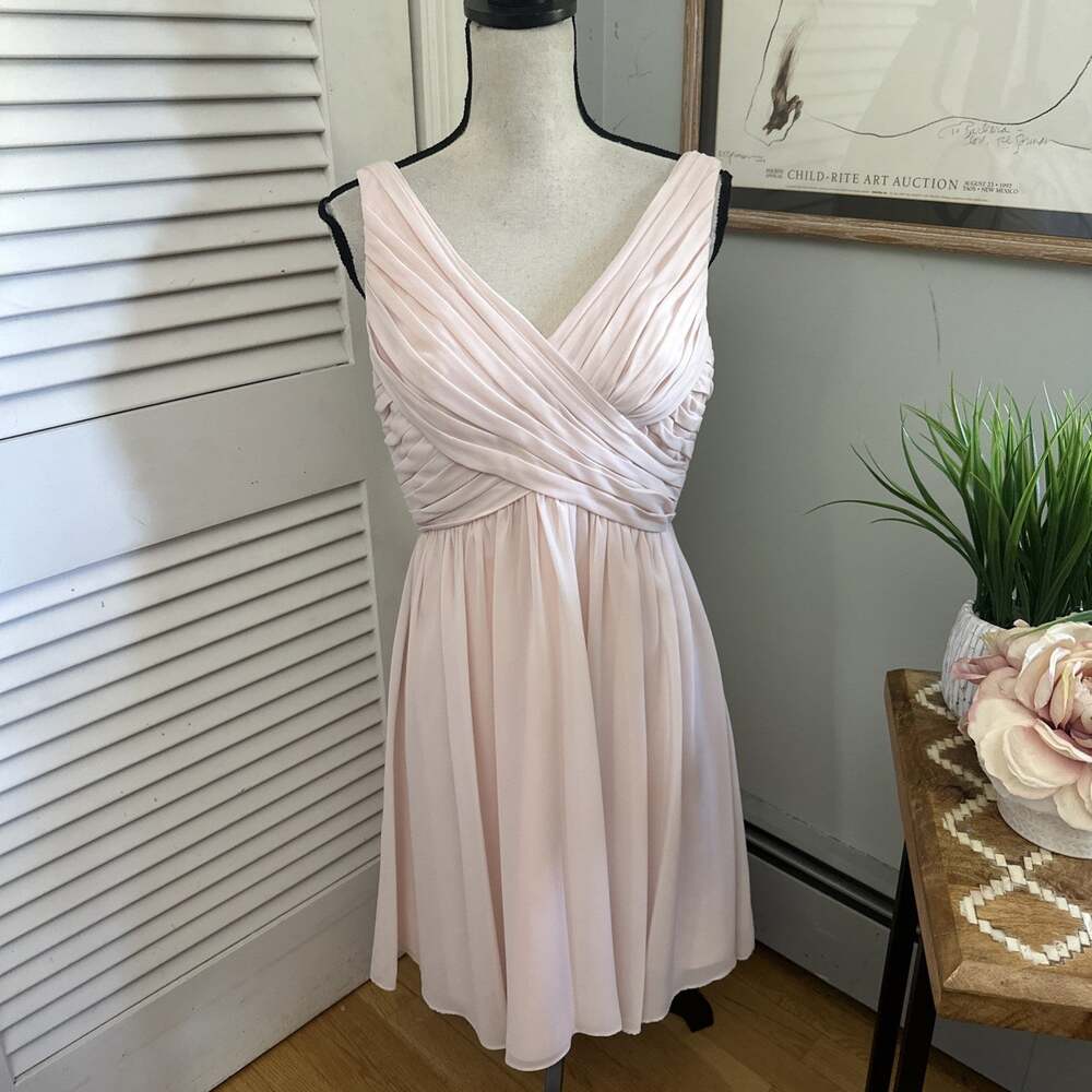 Bill Levkoff Dress 10 Pink Chiffon Wedding Bridesmaid Cocktail Twee Coquette